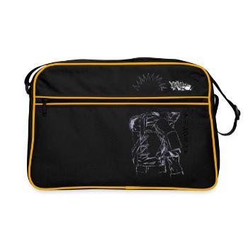 Personnage d'anime manga noir et blanc - Sac Retro - noir/or - Devant