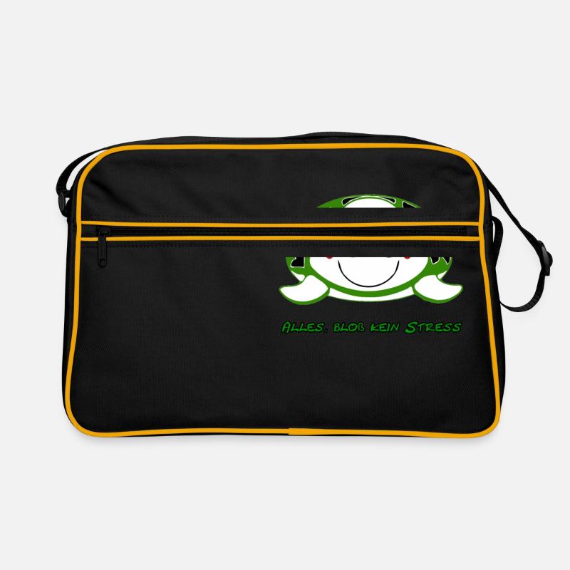 Schildkröte (ALLES, BLOß KEIN STRESS) - Retro Tasche - Schwarz/Gold