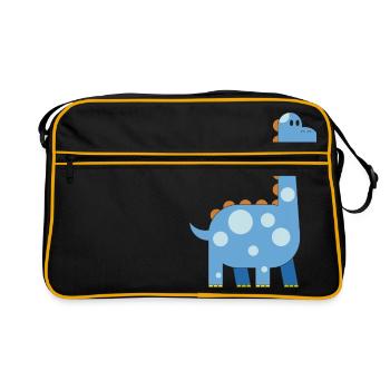 happy dinosaur cuddly toy child sweet primal time - Retro Bag - black/gold - Front