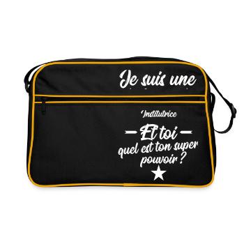 Je suis une super Institutrice cadeau - Sac Retro - noir/or - Devant