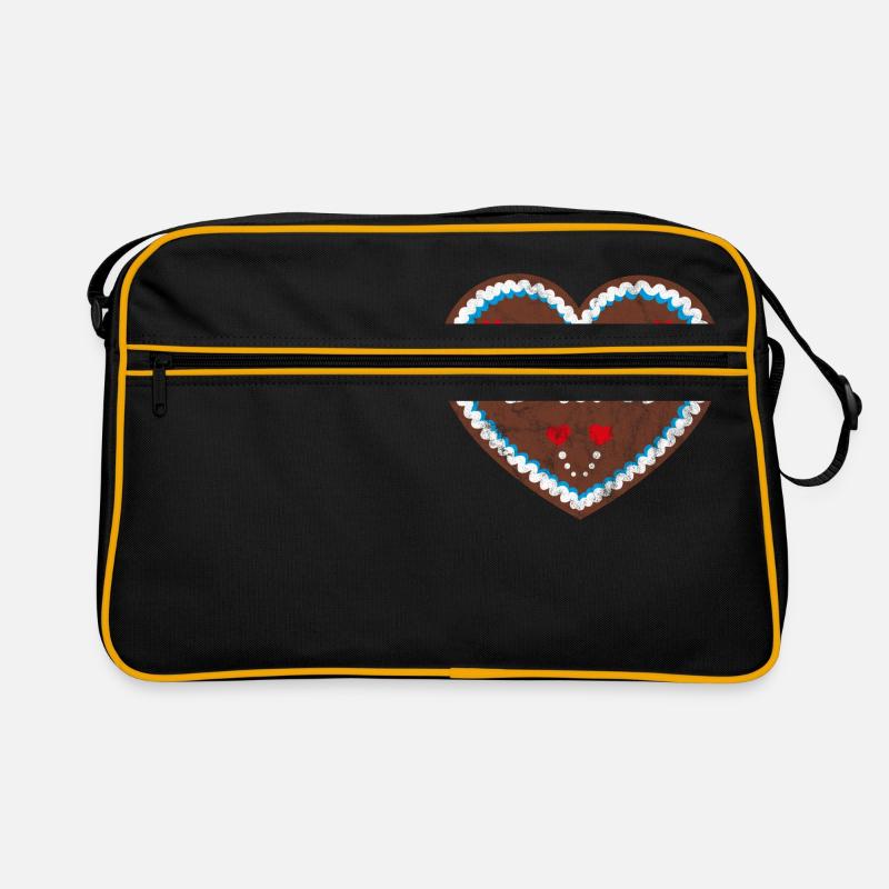 Lebkuchenherz "Braut" JGA - Retro Tasche - Schwarz/Gold