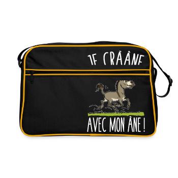 Je crâne avec mon âne (gris,texte blanc - Sac Retro - noir/or - Devant