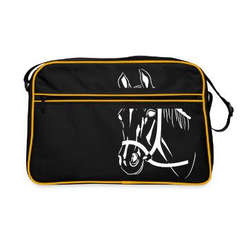 Pferdekopf - Retro Tasche - Schwarz/Gold - Vorne