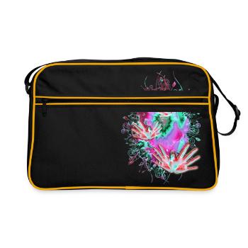 FLYING HANDS - Retro Tasche - Schwarz/Gold - Vorne