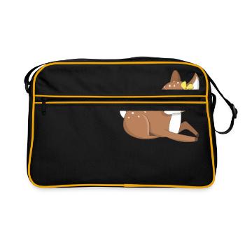 Tierbaby Rehkitz - Retro Tasche - Schwarz/Gold - Vorne