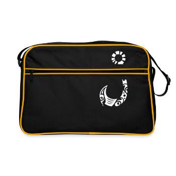Maori Fischhaken Tribal Tattoo - Geschenkidee - Retro Tasche - Schwarz/Gold - Vorne