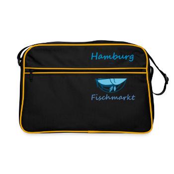 Fischmarkt Hamburg - Retro Tasche - Schwarz/Gold - Vorne