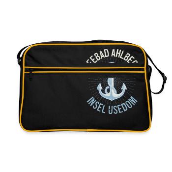 Seebad Ahlbeck | Insel Usedom - Retro Tasche - Schwarz/Gold - Vorne