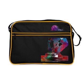 Curling-Sportkunst-#curling - Retro Tasche - Schwarz/Gold - Vorne