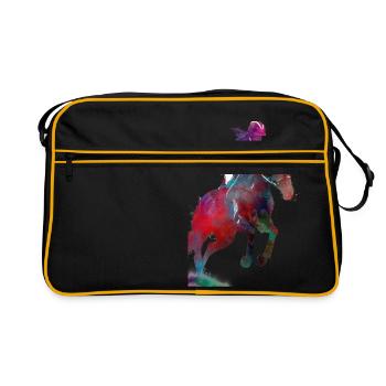 Rider #rider #horse #sport - Retro Bag - black/gold - Front