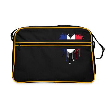 Drapeau français - bleu blanc rouge - Sac Retro - noir/or - Devant