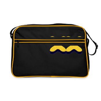 Four pattern shapes in yellow with black background green - Retro Bag - black/gold - Front