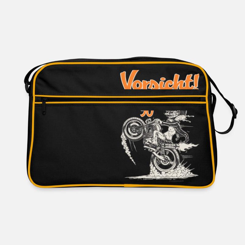 Design 2016 - Biker über 50 - RAHMENLOS tshirt - Retro Tasche - Schwarz/Gold