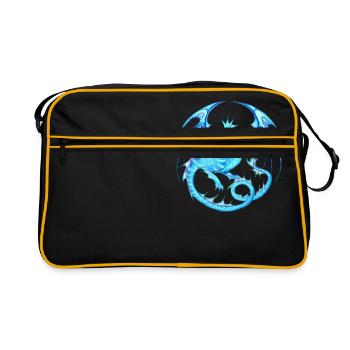 Drachenmandala_Eisdrache - Retro Tasche - Schwarz/Gold - Vorne