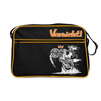 Tees Paradise Biker ueber 60 Biker Geschenk Shirt - Retro Tasche - Schwarz/Gold - Vorne