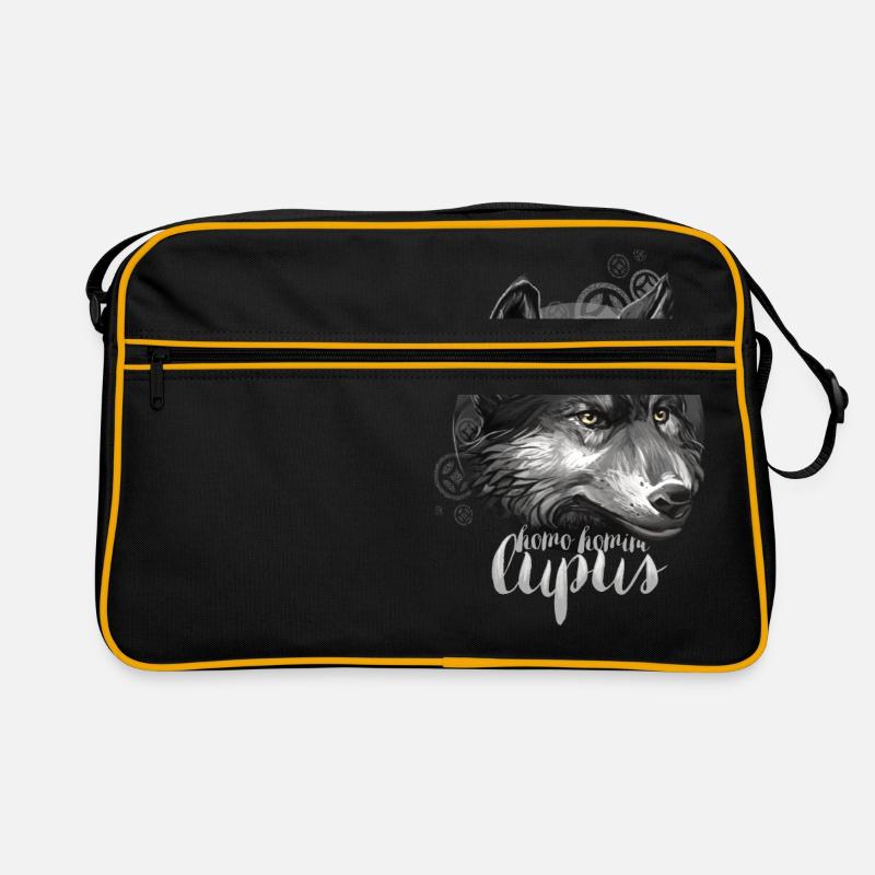 wolf1 - Retro Tasche - Schwarz/Gold