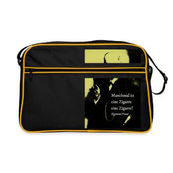 Freud quote cigar smoker smoking - Retro Bag - black/gold - Front