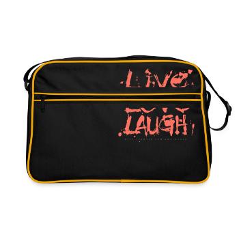 Lettrage peint à la main vivre l'amour rire - Sac Retro - noir/or - Devant