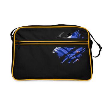 Drapeau néo-zélandais à l'intérieur - Sac Retro - noir/or - Devant