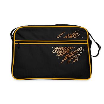 Wilder Leopard nach innen - Retro Tasche - Schwarz/Gold - Vorne