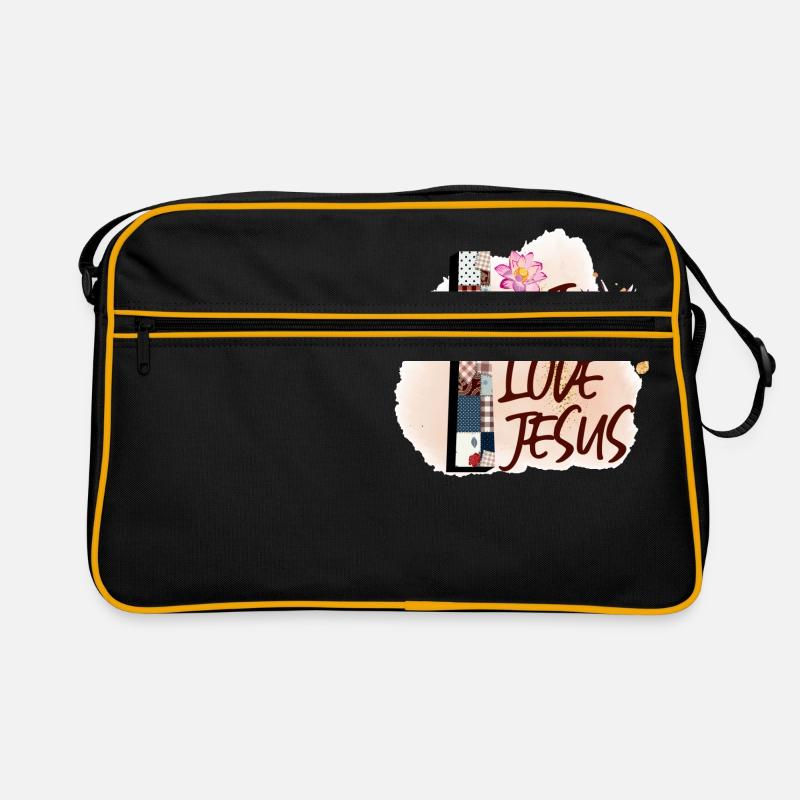J'aime le tissu de Jésus - Sac Retro - noir/or