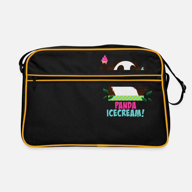 Panda with ice cream - Retro Bag - black/gold