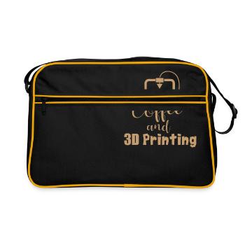 Coffe and 3D Printing - Geschenkidee - Retro Tasche - Schwarz/Gold - Vorne