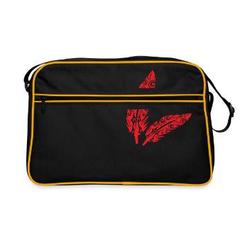 Maori Feather Feathers Red - Gift Idea - Retro Bag - black/gold - Front