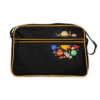 planet, sun, earth, pantene, universe - Retro Bag - black/gold - Front
