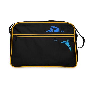 Maori Poisson Tribal Tattoo - Idée cadeau - Sac Retro - noir/or - Devant