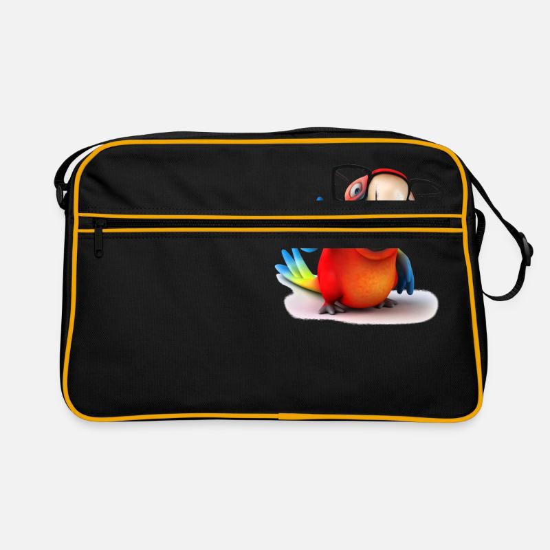 Papagei - Retro Tasche - Schwarz/Gold