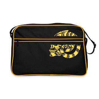 Tête de mort chèvre cornes taureau - Sac Retro - noir/or - Devant