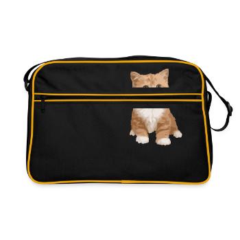 Katze - Katze - Retro Tasche - Schwarz/Gold - Vorne