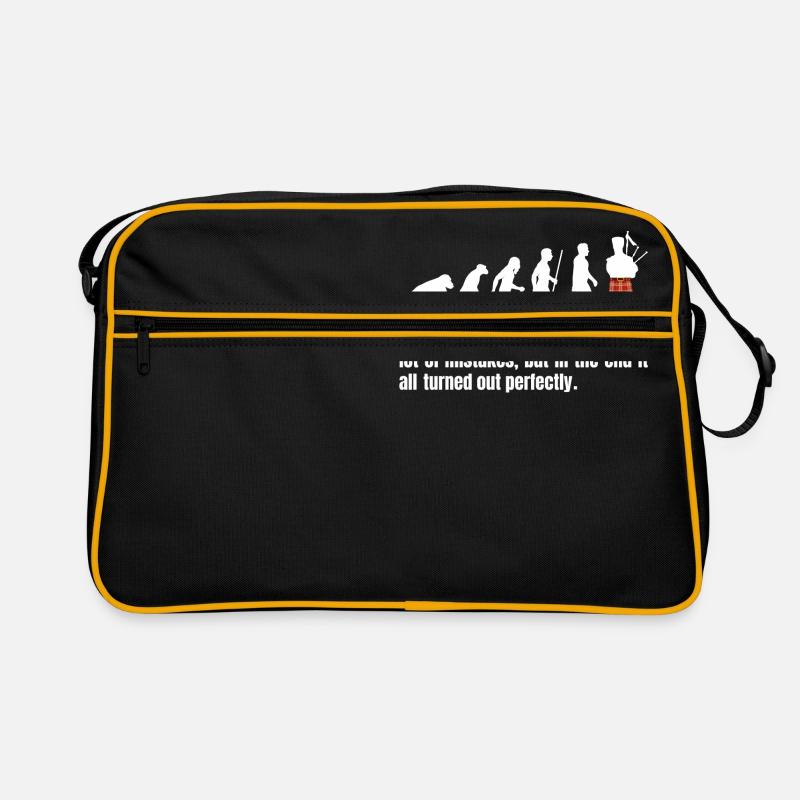 T-shirt drôle de Darwin sur l'évolution du kilt - Sac Retro - noir/or