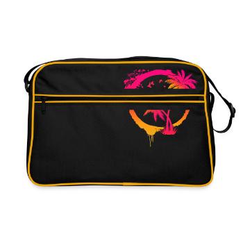 Palmiers d'été plage colorée dans un cercle - Sac Retro - noir/or - Devant