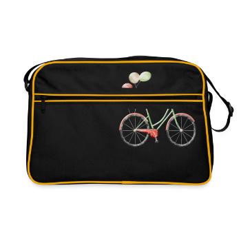 Fahrrad Vintage Luftballons - Retro Tasche - Schwarz/Gold - Vorne