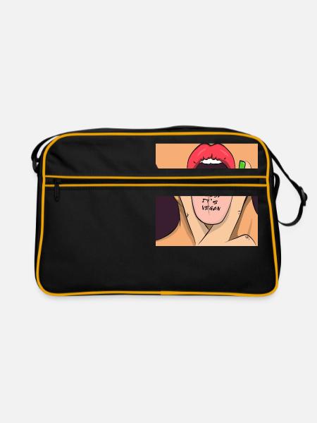 manger la chatte de son végétalien - Sac Retro - noir/or - Devant