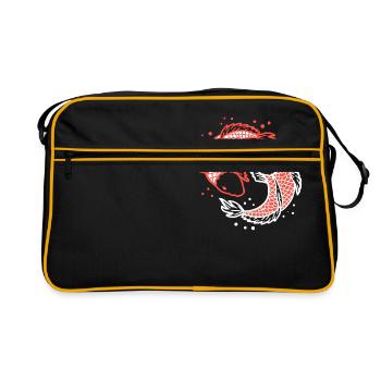 Koi Carp Fish Ying yang, Cadeau de collectionneur - Sac Retro - noir/or - Devant