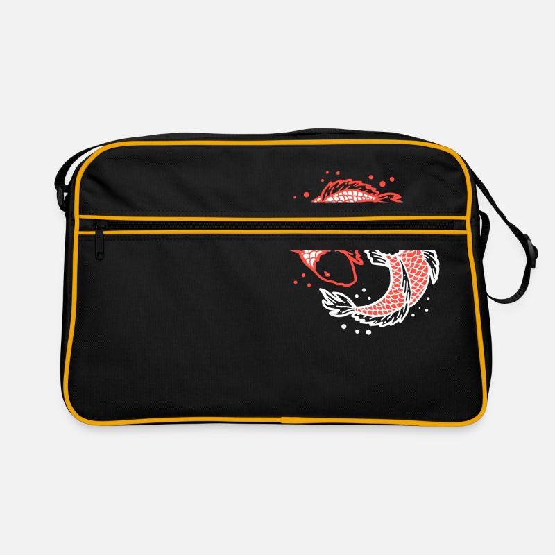 Koi Carp Fish Ying yang, Cadeau de collectionneur - Sac Retro - noir/or