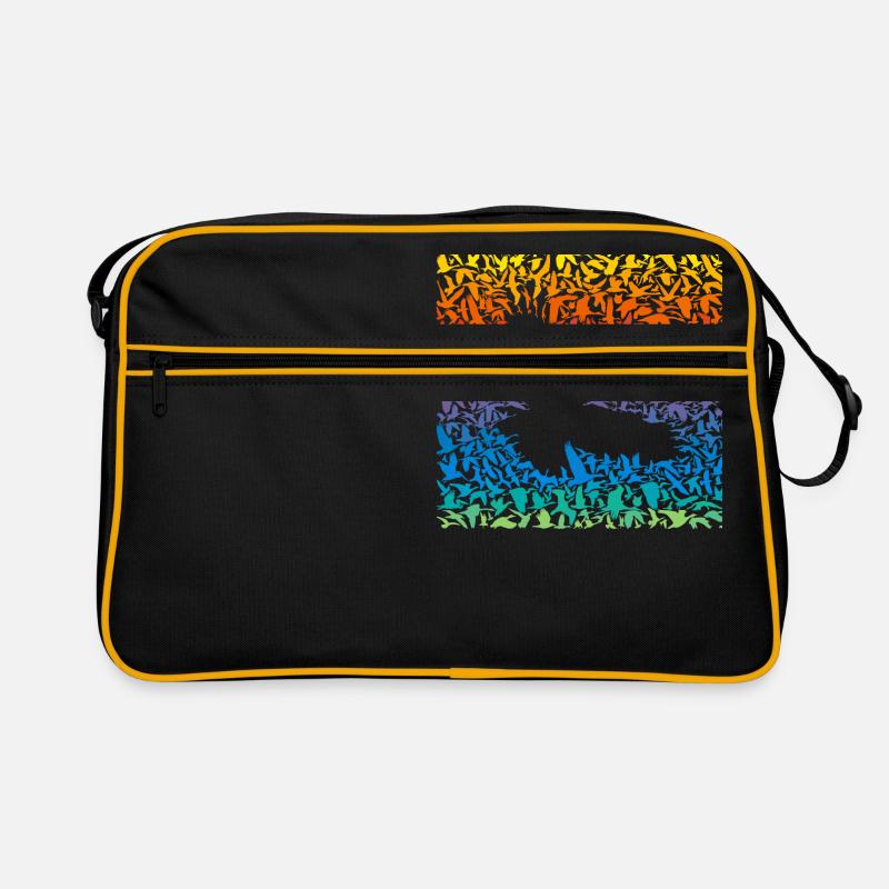 Abstract rainbow predator bird and its prey Retro Tasche