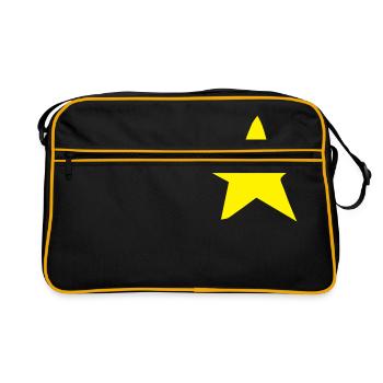 simple yellow ROUGH star - Retro Bag - black/gold - Front