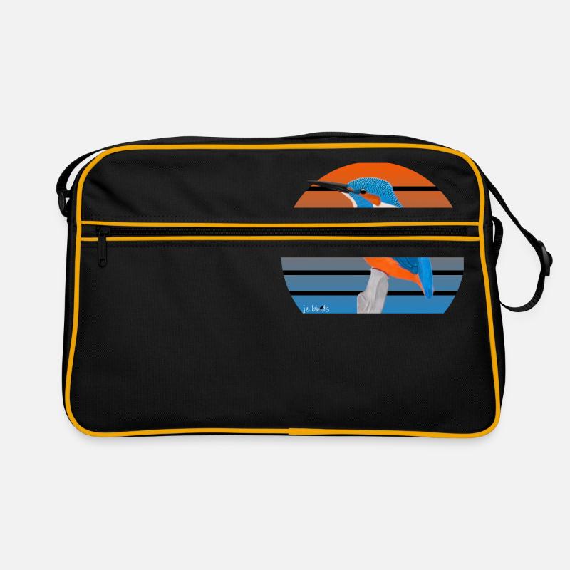 jz.birds Eisvogel Vogel Design - Retro Tasche - Schwarz/Gold