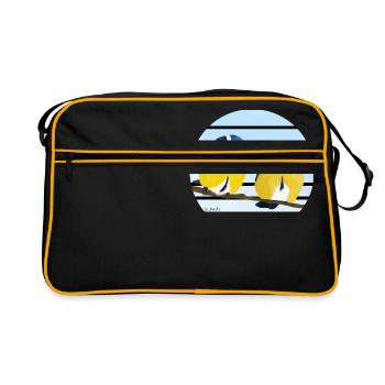 jz.birds blue tit bird design - Retro Bag - black/gold - Front