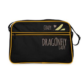 Crazy dragonfly lady - Retro Bag - black/gold - Front