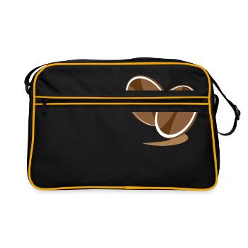 Kaffeetasse Bohnen - Retro Tasche - Schwarz/Gold - Vorne