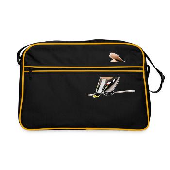 jz.birds waxwing bird design - Sac Retro - noir/or - Devant