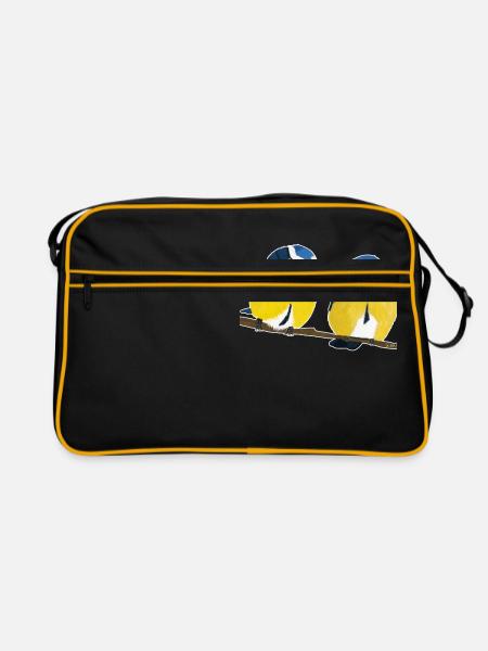 jz.birds blue tit bird design - Retro Bag - black/gold - Front