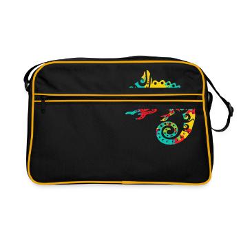 Idée cadeau de tatouage tribal de style caméléon maori - Sac Retro - noir/or - Devant