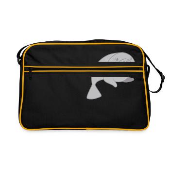 Süße runde Seekuh - Retro Tasche - Schwarz/Gold - Vorne