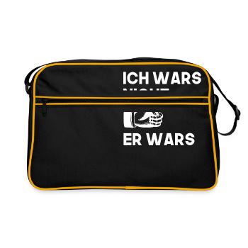 Ich wars nicht - er wars - Retro Tasche - Schwarz/Gold - Vorne